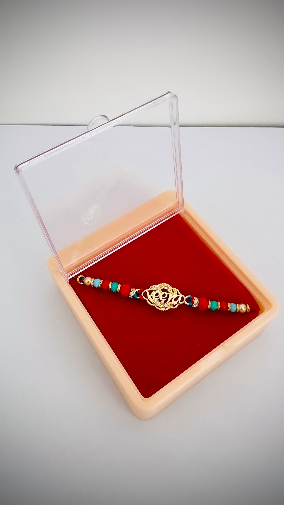 Veera Rakhi / Rakhdi box in American Diamond - Code A16