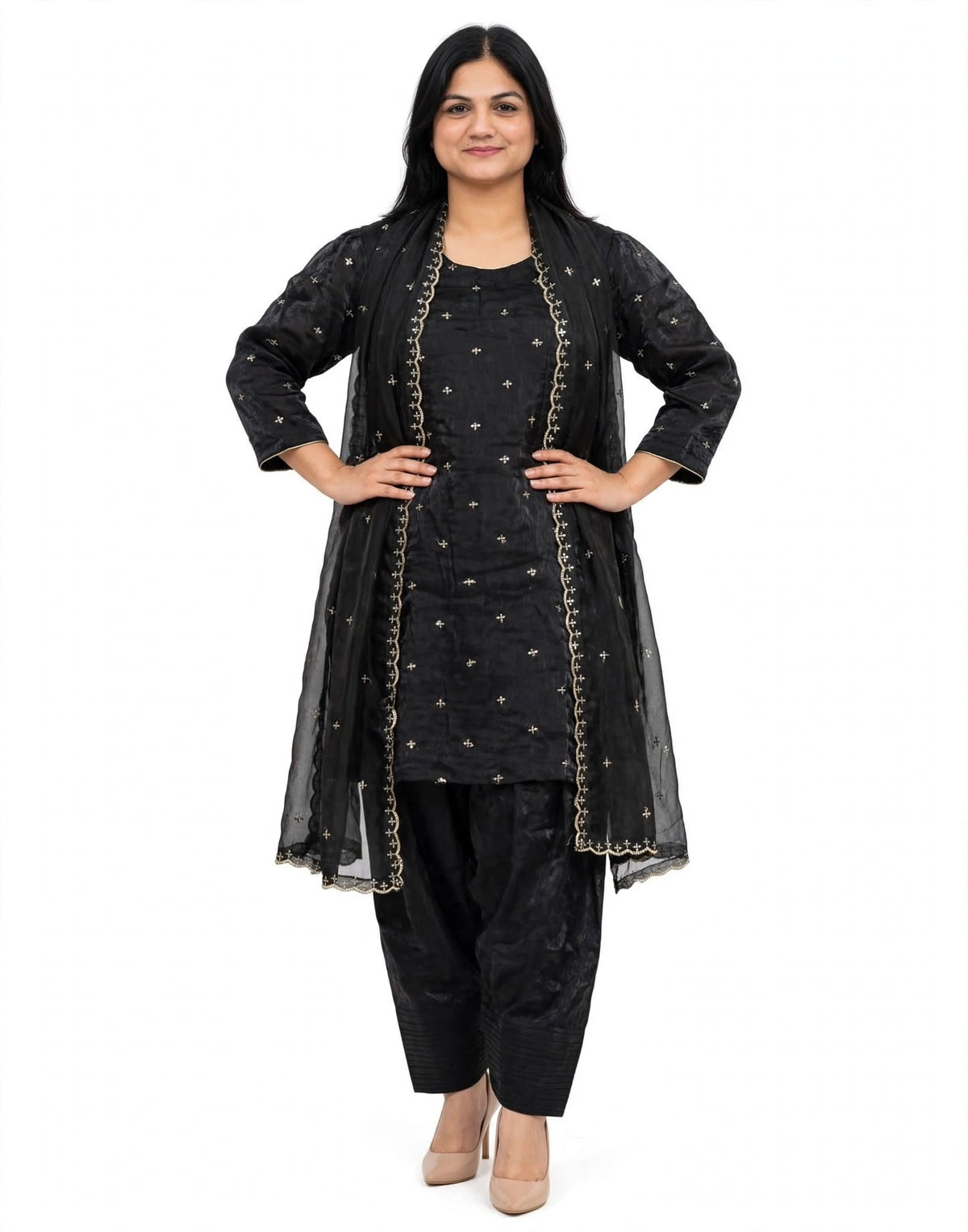 Farshi salwar suit in Black colour - Code 076