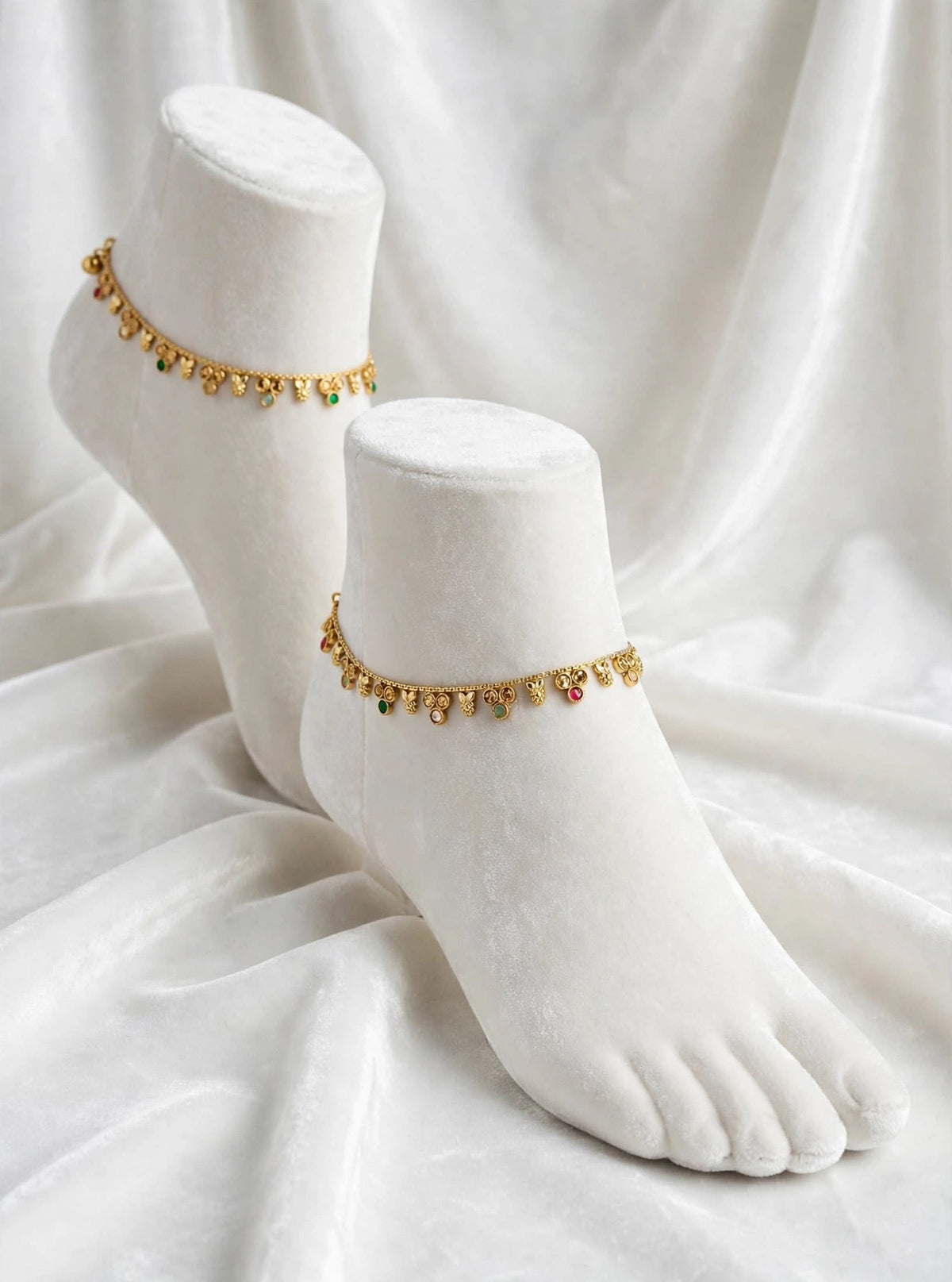 Antiq anklets in gold colour - (Code:056)