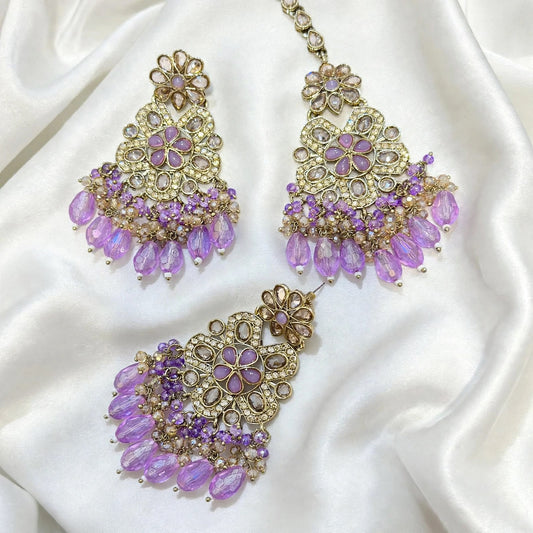 Polki earrings, Colour: Lavender, (Code: X2)