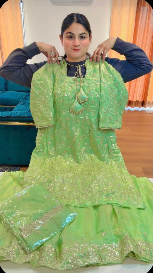 Sharara Suit Party wear -( Colour: Apple Green ) Code S126