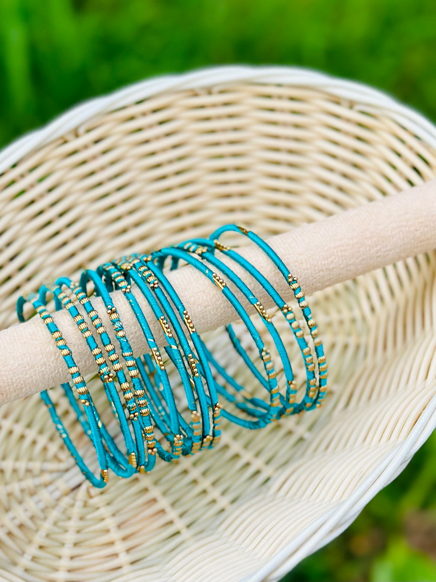 Peacock Blue colour thread bangles