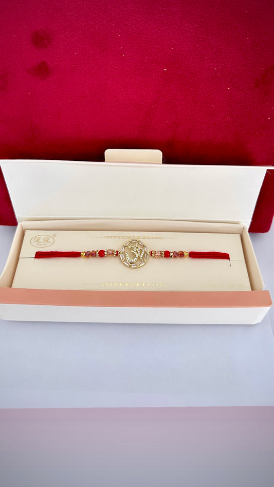 OM Rakhi / Rakhdi box in American Diamond- Code A11