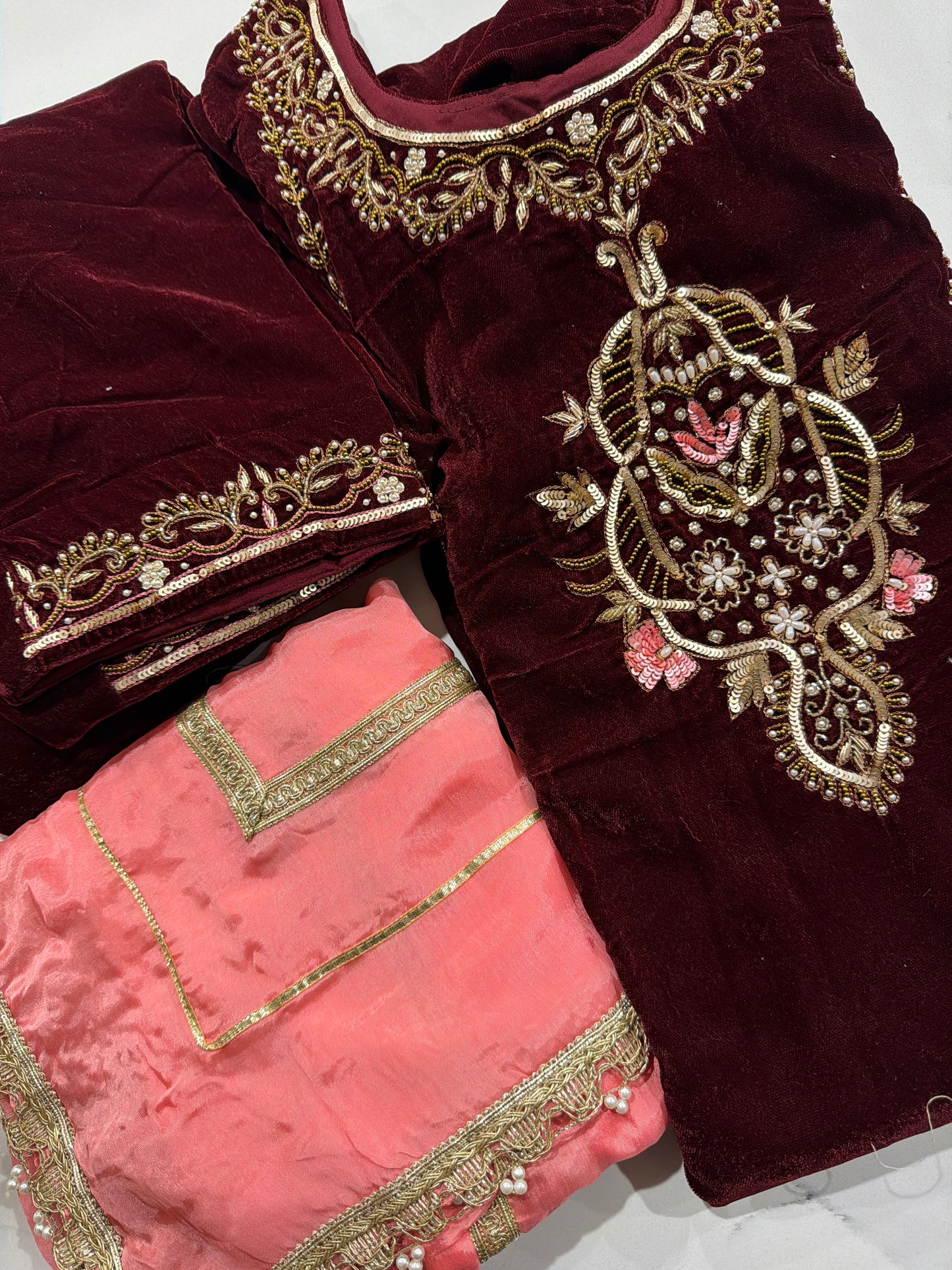 Velvet Handwork Suit - Code 242