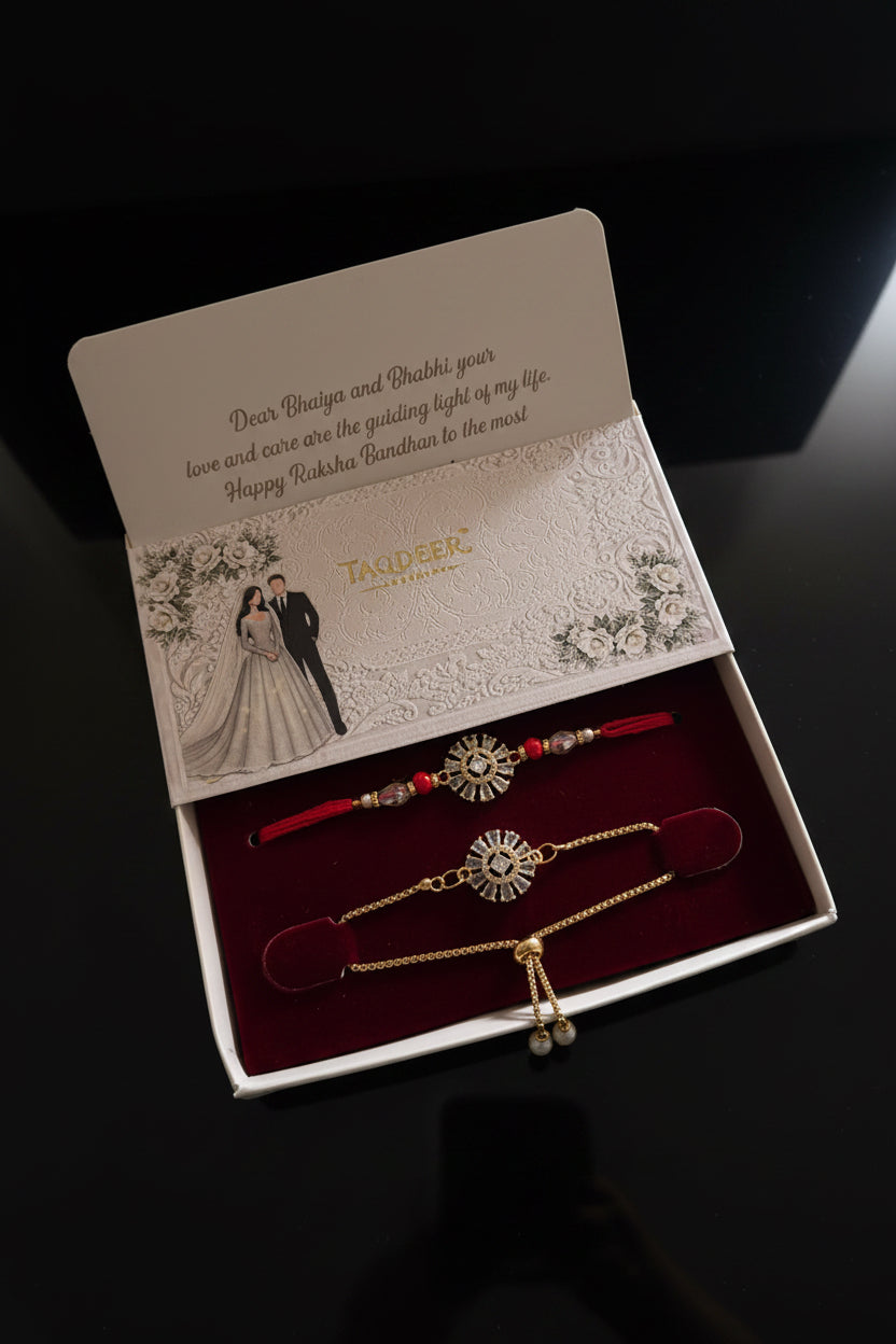 Premium Couple rakhi set in American diamond