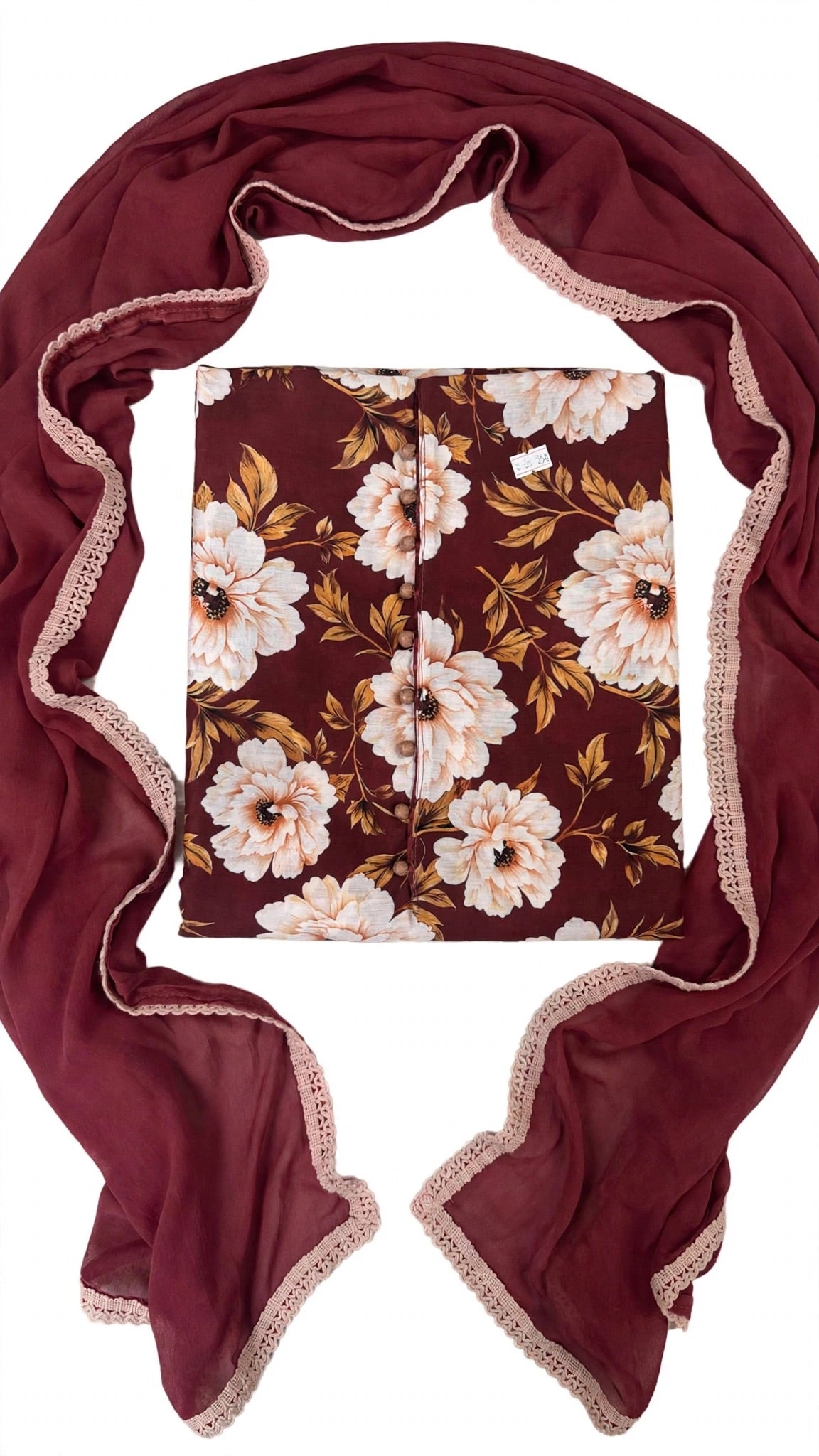 Unstitched suit in Cotton with pure duppta - Colour : deep maroon ( Code: X48 )