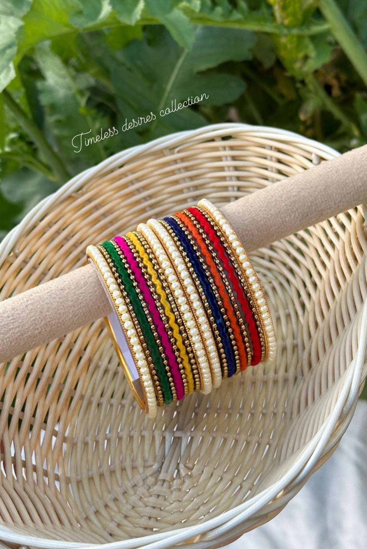 Multi coloured pearl bangles