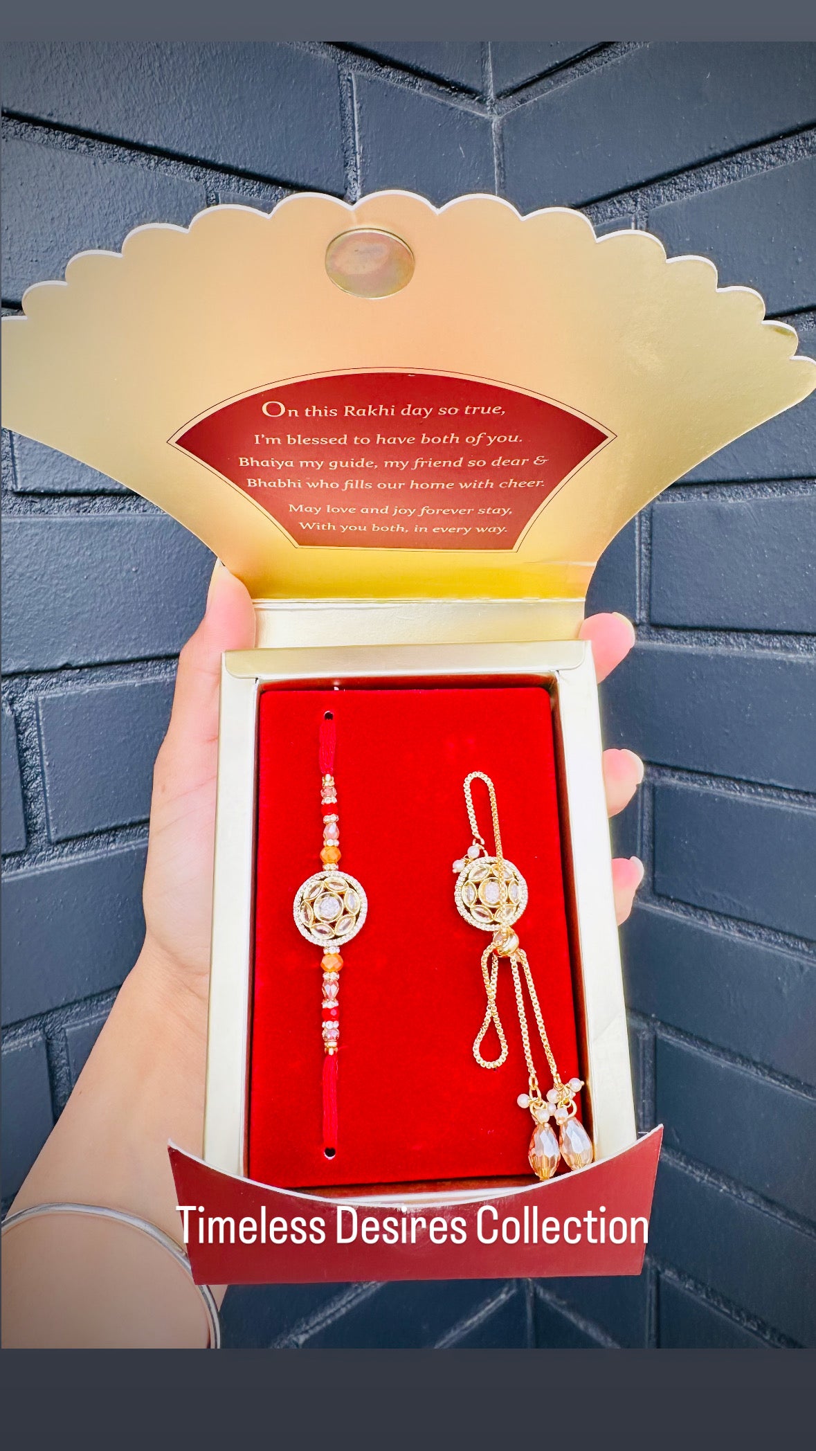 Veera Bhabi Rakhi Combo set in American Diamond - Code A2
