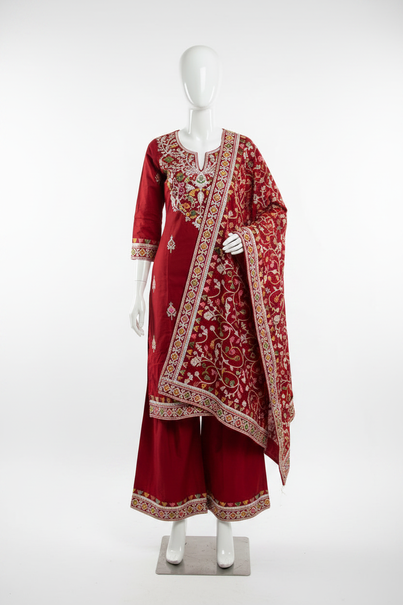 Maroon Kashmiri suits ( Grab free earrings as gift with it )