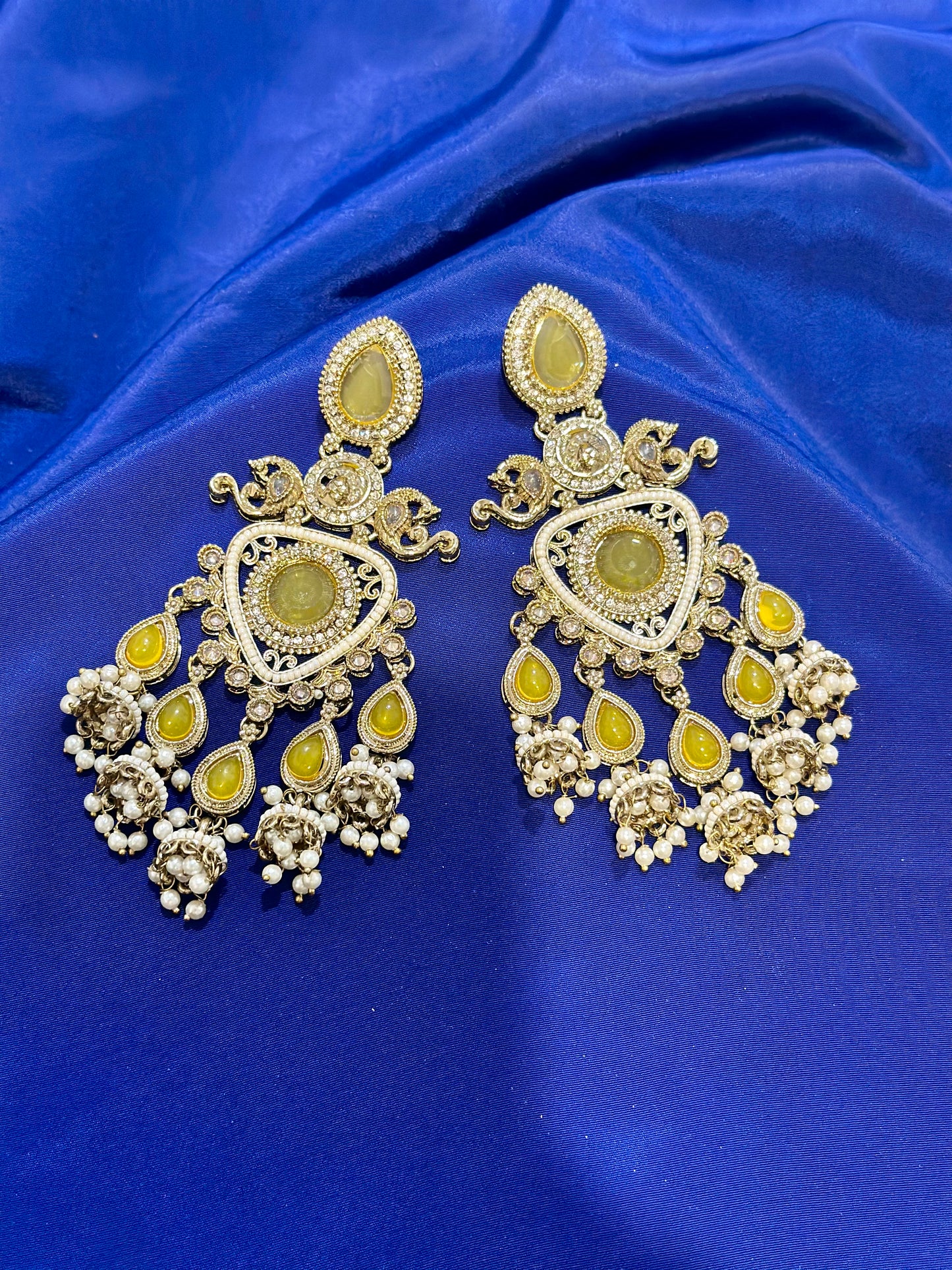 Kundan earrings, Colour: Yellow, (Code: X1)