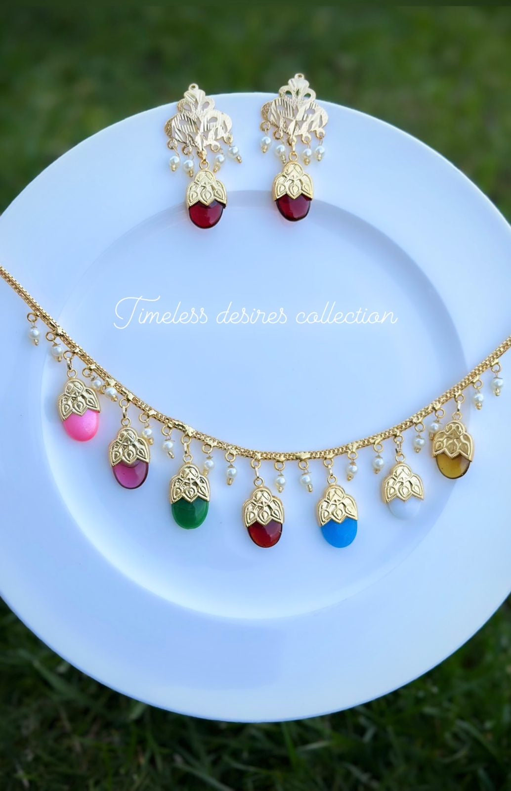 Multi Coloured Dakhi Set in Punjabi Traditional Jewellery
