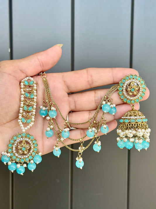 Babhubali Sahara earrings in sky blue colour, Code: E9