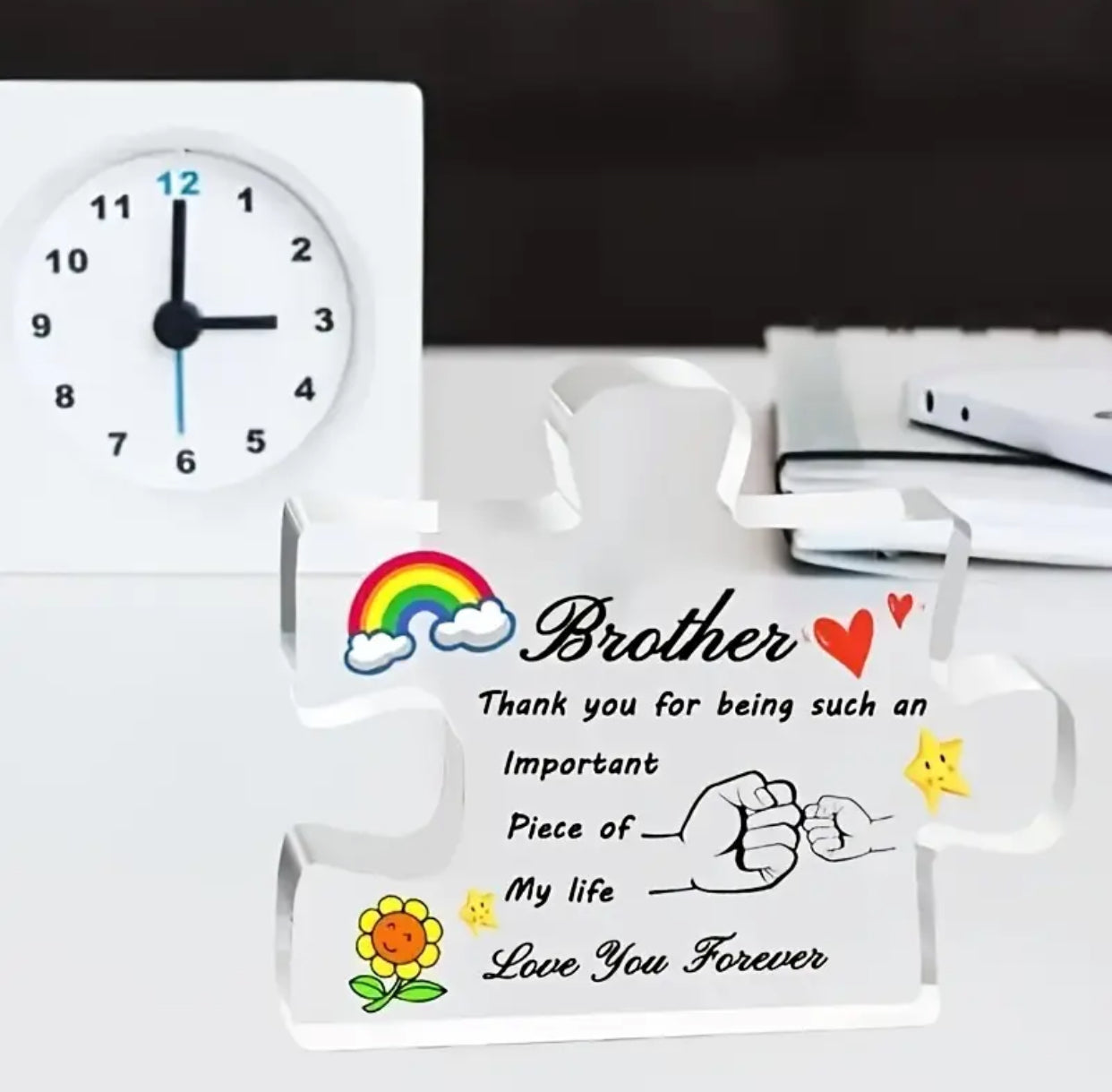 Puzzle Shaped side table Acrylic keepsake for “Brother” as a Rakhi gift 🎁
