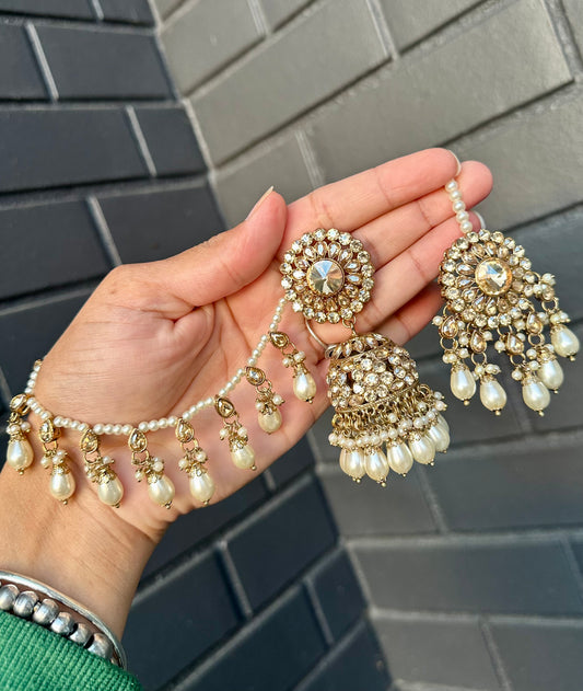 Bahubali jhumka earrings with tikka, Code: E21