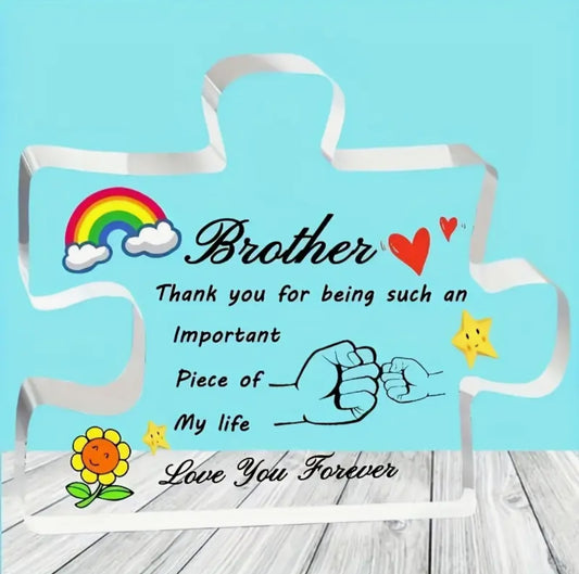 Puzzle Shaped side table Acrylic keepsake for “Brother” as a Rakhi gift 🎁
