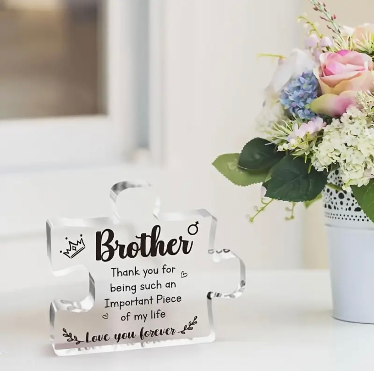 Puzzle Shaped side table Acrylic keepsake for “Brother” as a Rakhi gift 🎁 - Always reminds you, great gift as a memory 😊