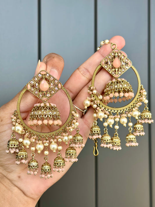 Jhumka waliya in peach colour, Code: E7