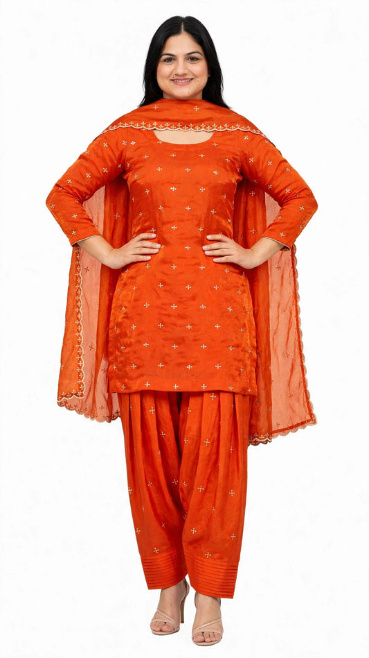 Farshi salwar suit in Orange colour - Code 075