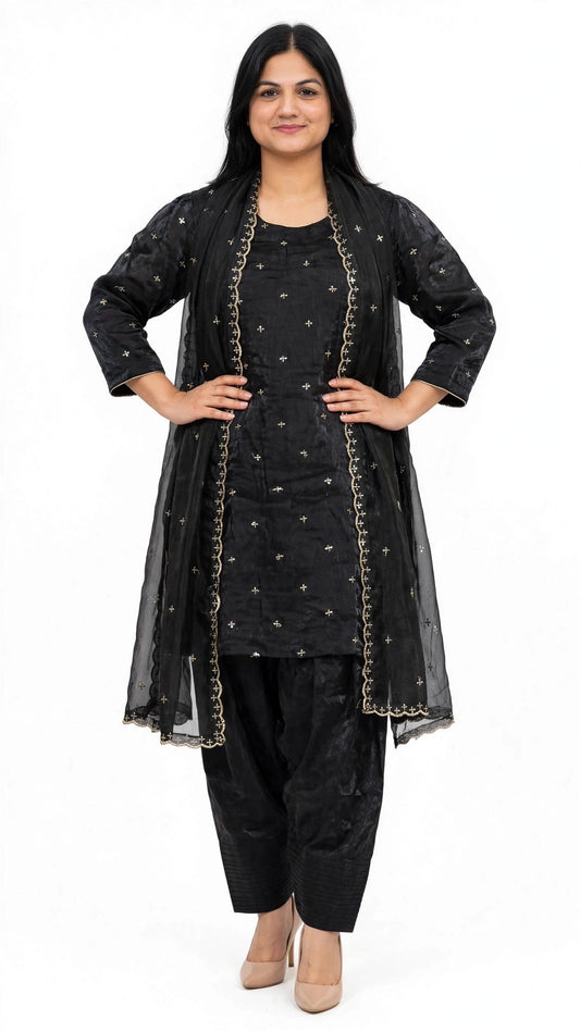 Farshi salwar suit in Black colour - Code 076