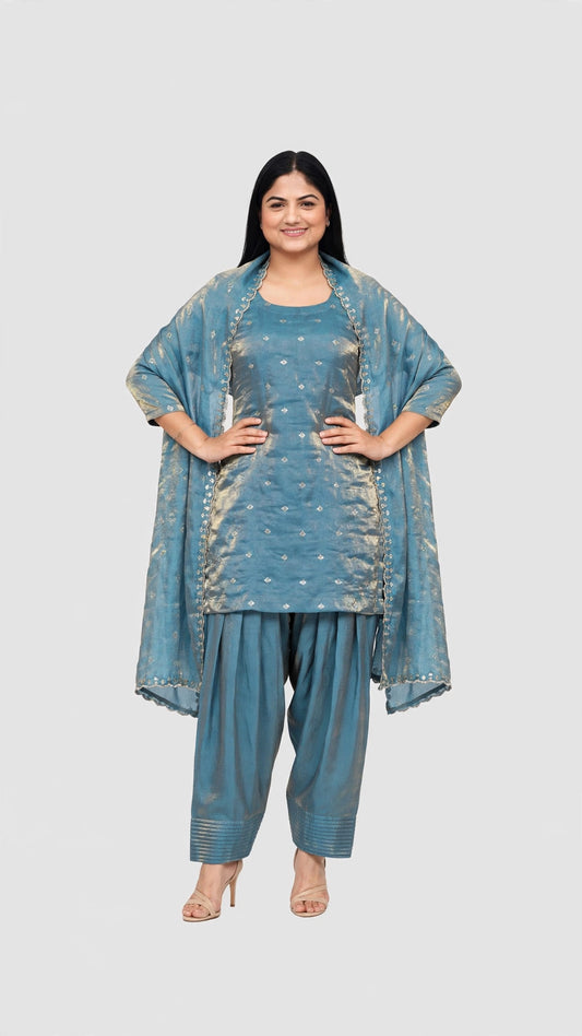 Farshi salwar suit in pastel English blue colour - Code 078