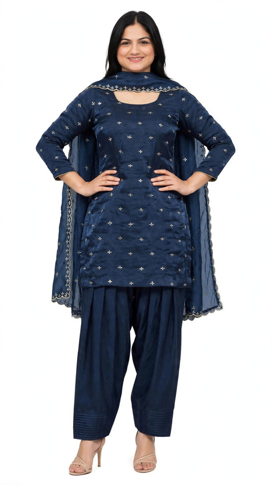 Farshi salwar suit in Navy blue colour - Code 079