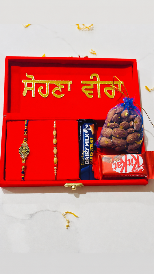 Sohna Veera Rakhi / Rakhdi Hapmer Gift Box (Assorted designs)