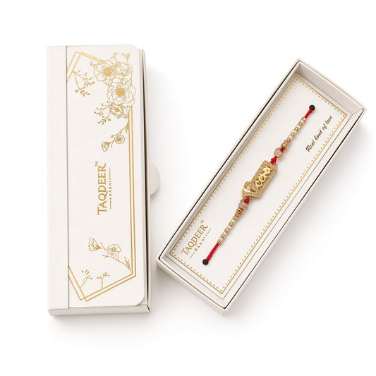 Veera wording rakhi box in American diamond - premium quality