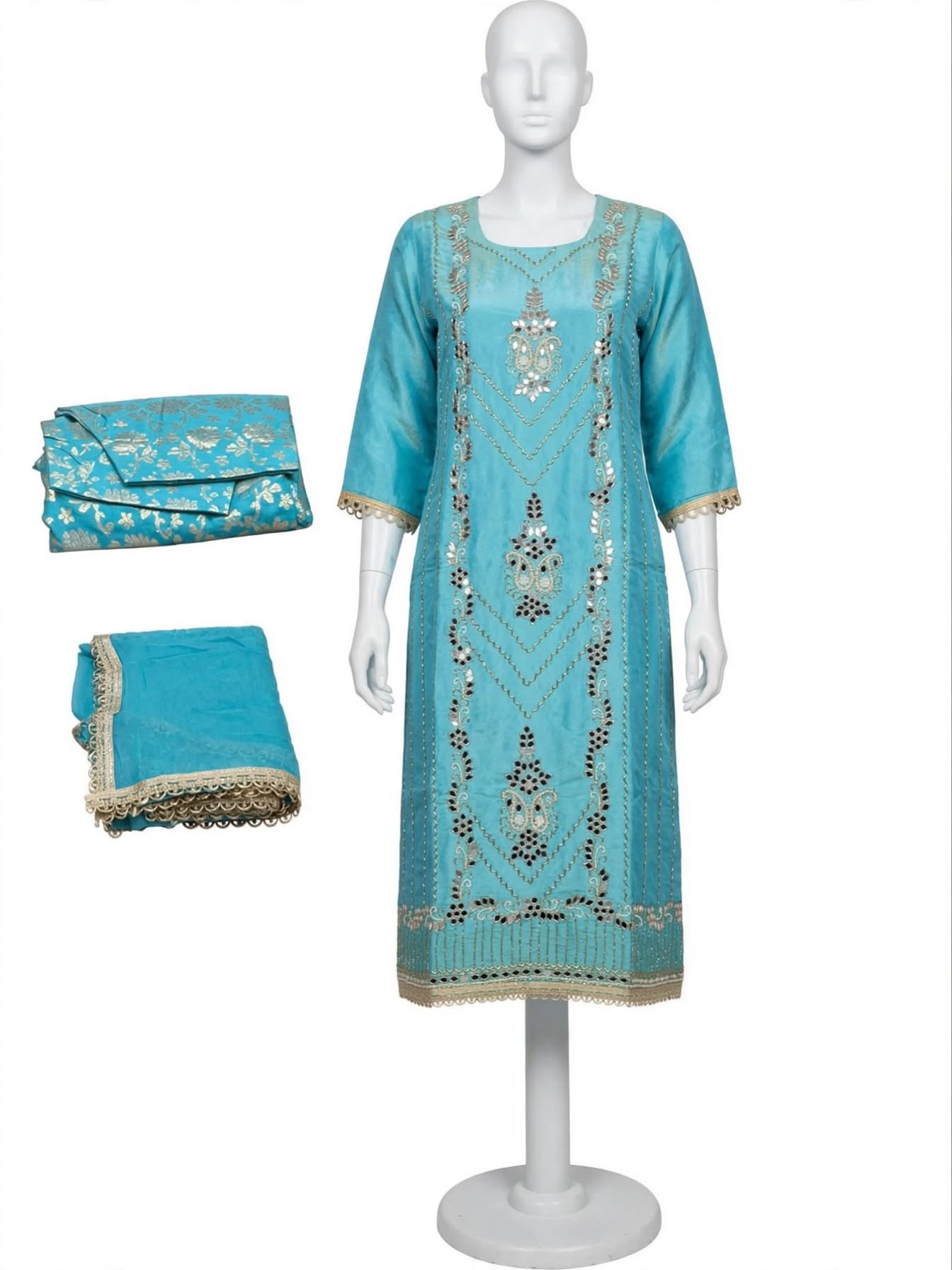 Party wear handwork boutique suit with Banarsi Salwar and chiffon Duppata - ( Code: 112)