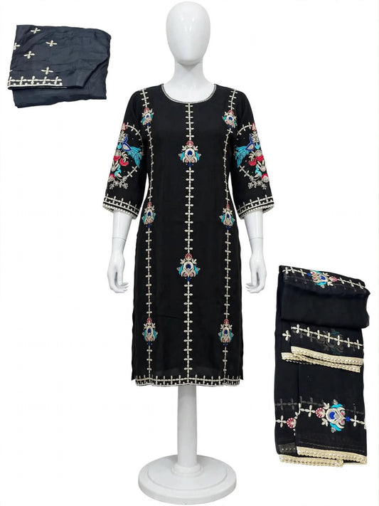 Party wear boutique stitched salwar suit, work embroidery on both side front and back, (Code: X47)