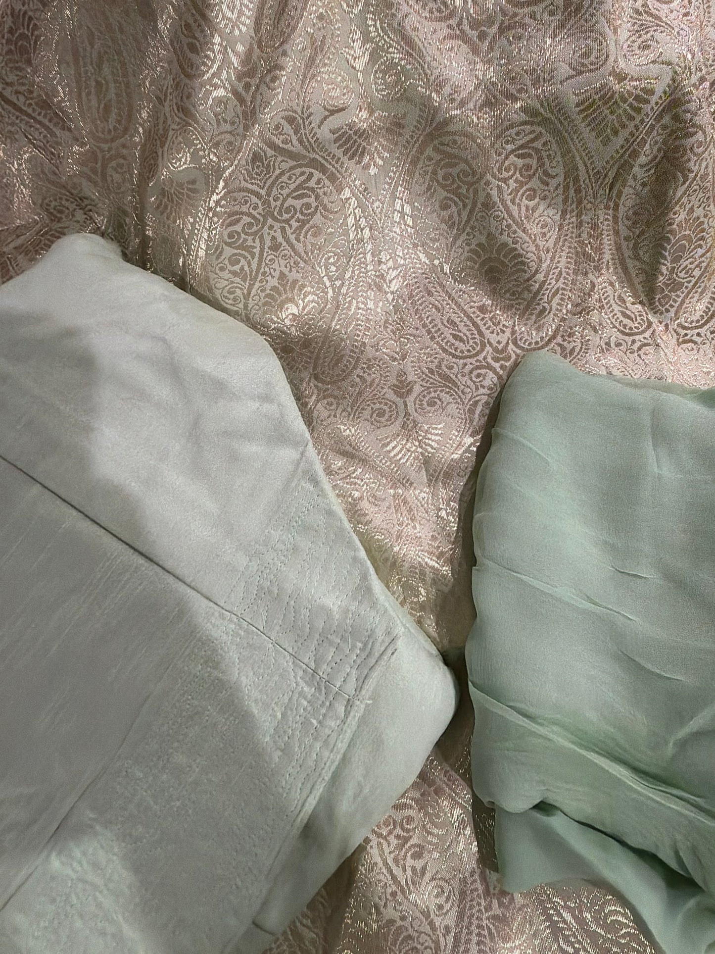 Kheen Khab Brocade salwar suit ( Colour-Mint ) Code: 256