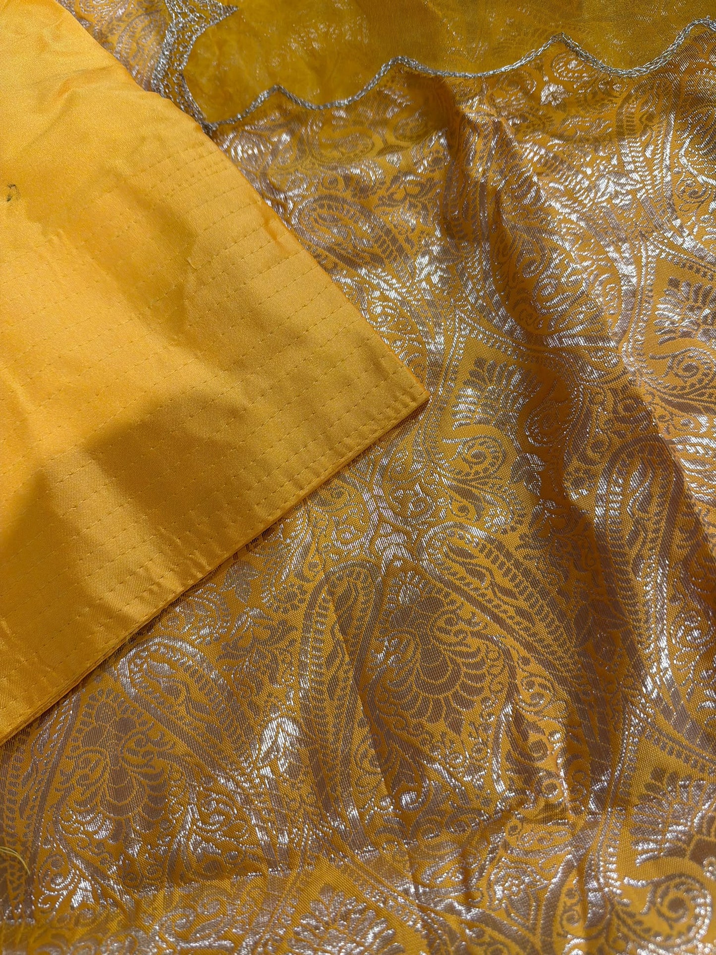 Farshi salwar suit in brocade with organza Duppata  ( colour:  yellow ) - Code: 262