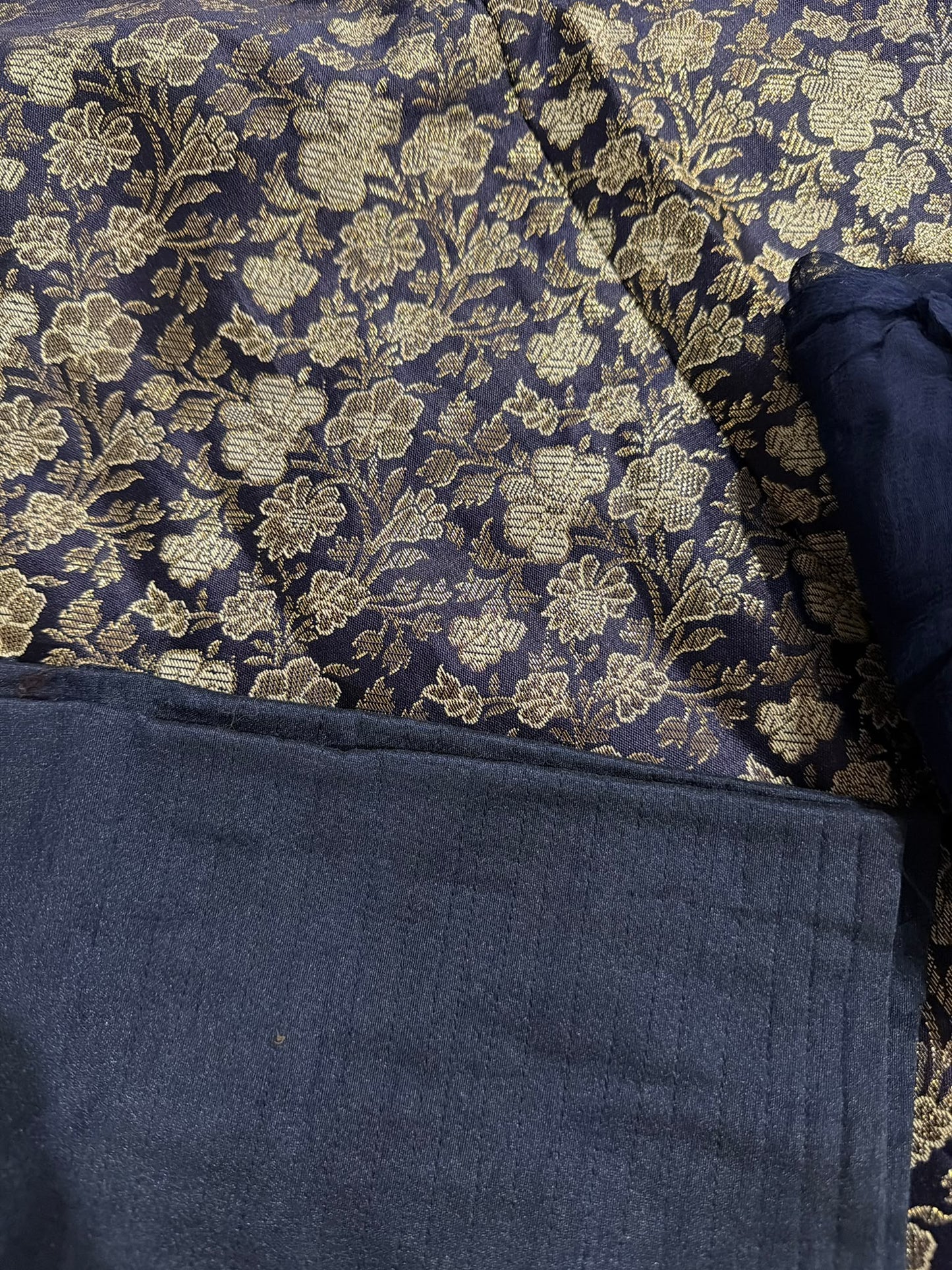 Blue farshi salwar suit in self designed Kheen Khab/ brocade - Code 265