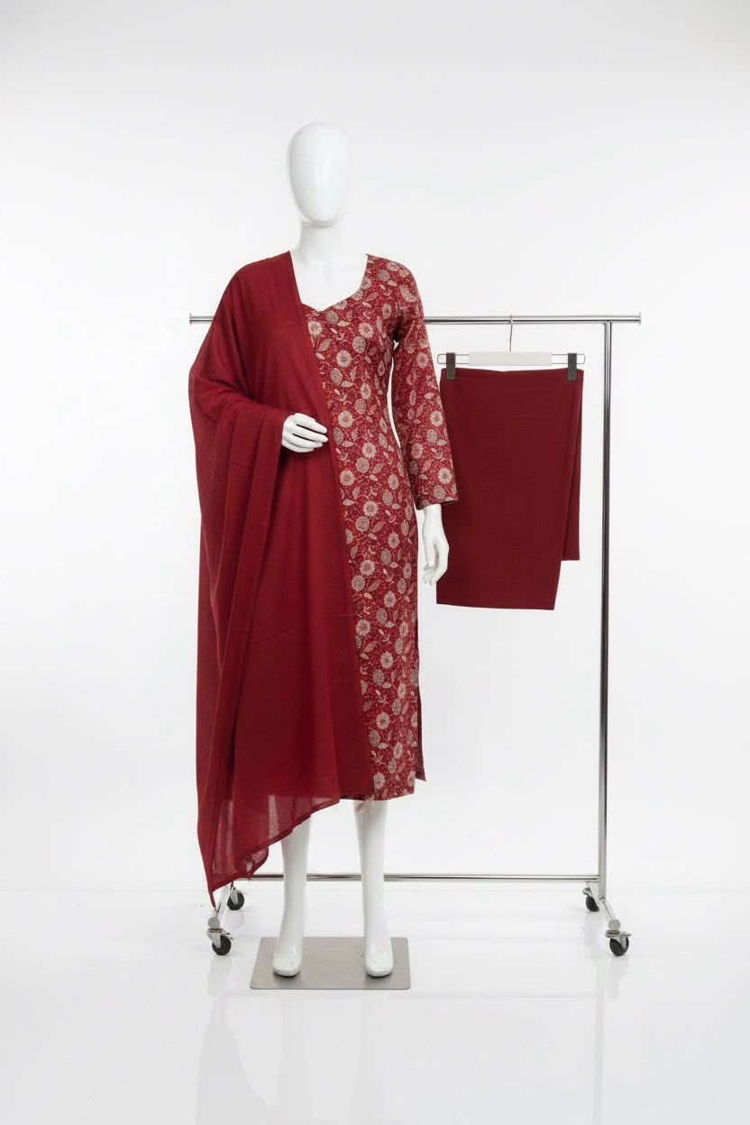 Farshi salwar suit in self designer brocade ( colour - maroon ) Code 266