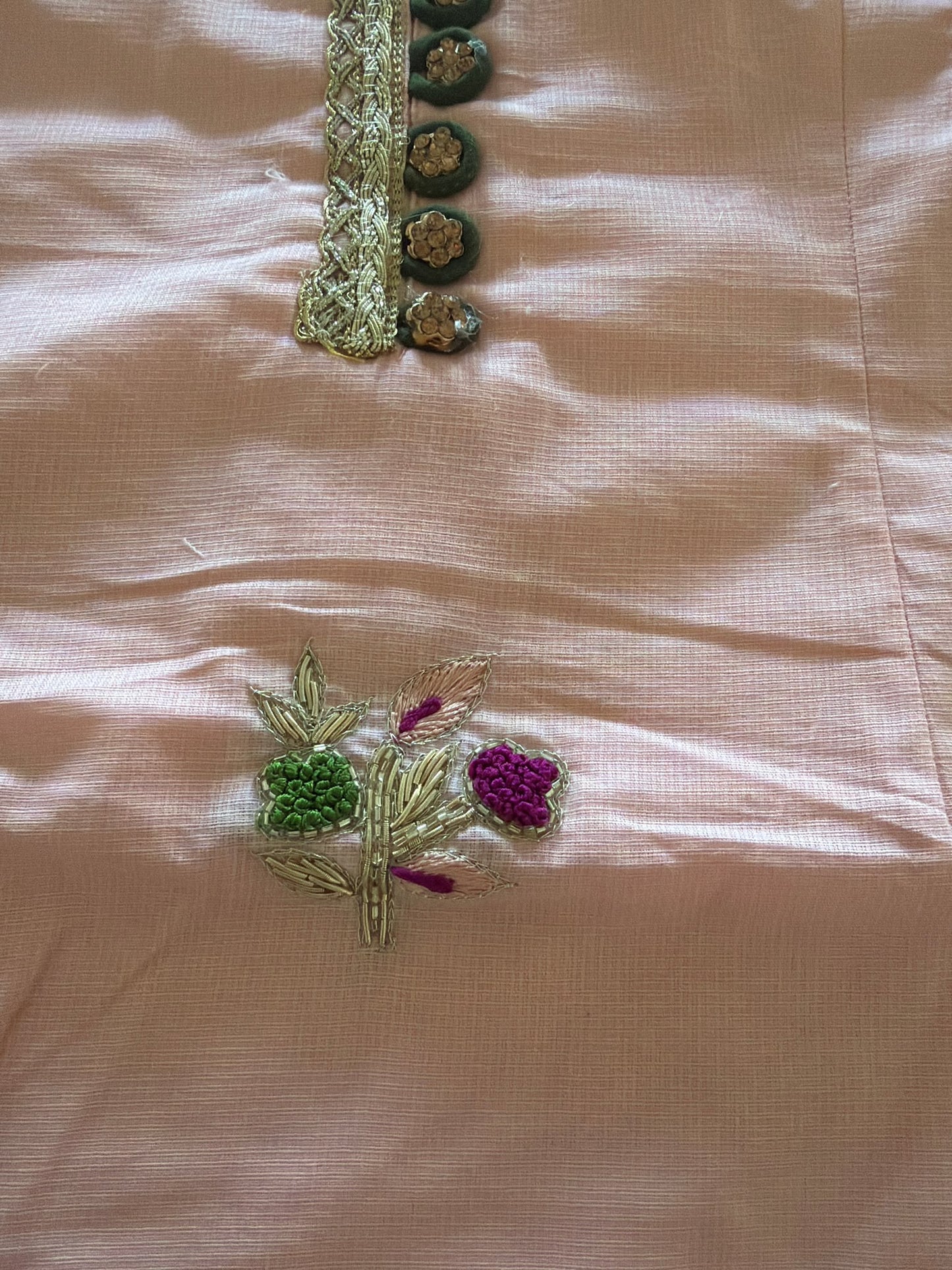 Burberry handwork semi party wear salwar suit in peachy pink colour - Code 272