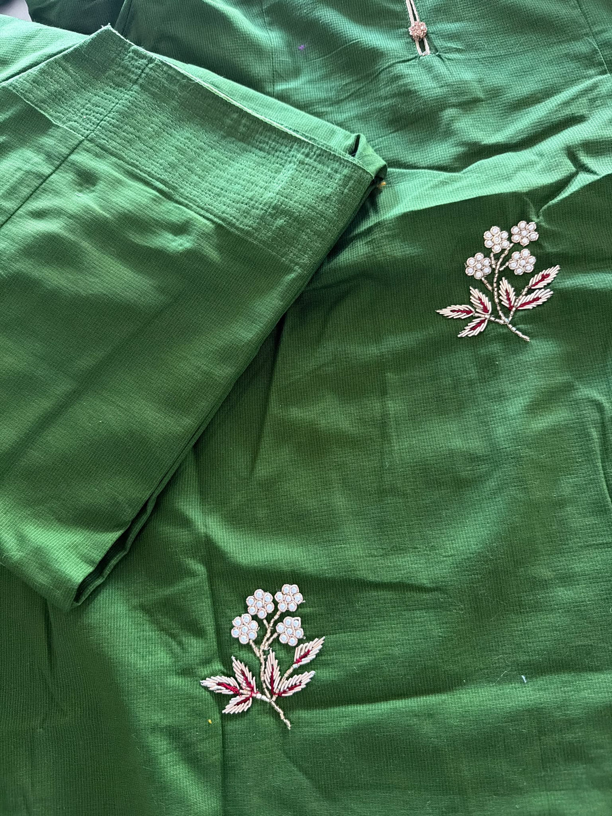 Burberry handwork semi party wear suit in colour bright green - Code 273