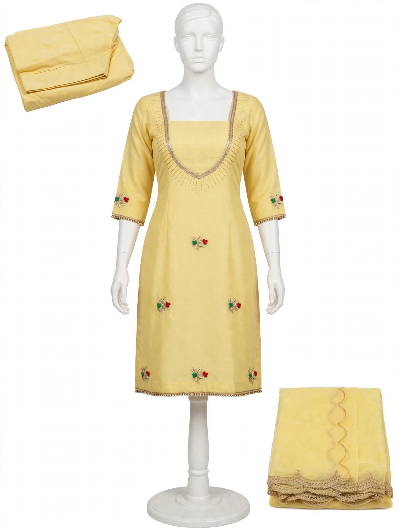 Burberry handwork semi party wear suit in colour lemon - Code 277