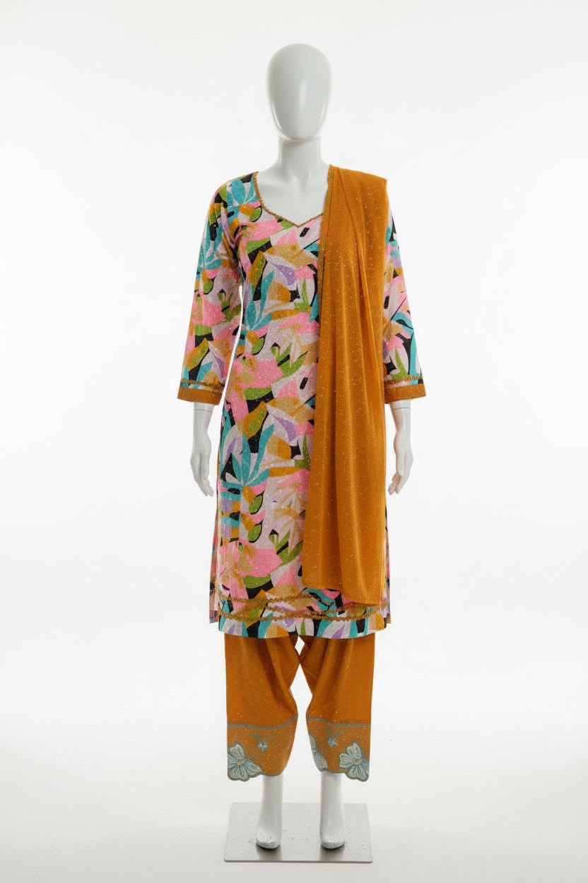 Designer Cotton salwar suit with embroidery - Code 282
