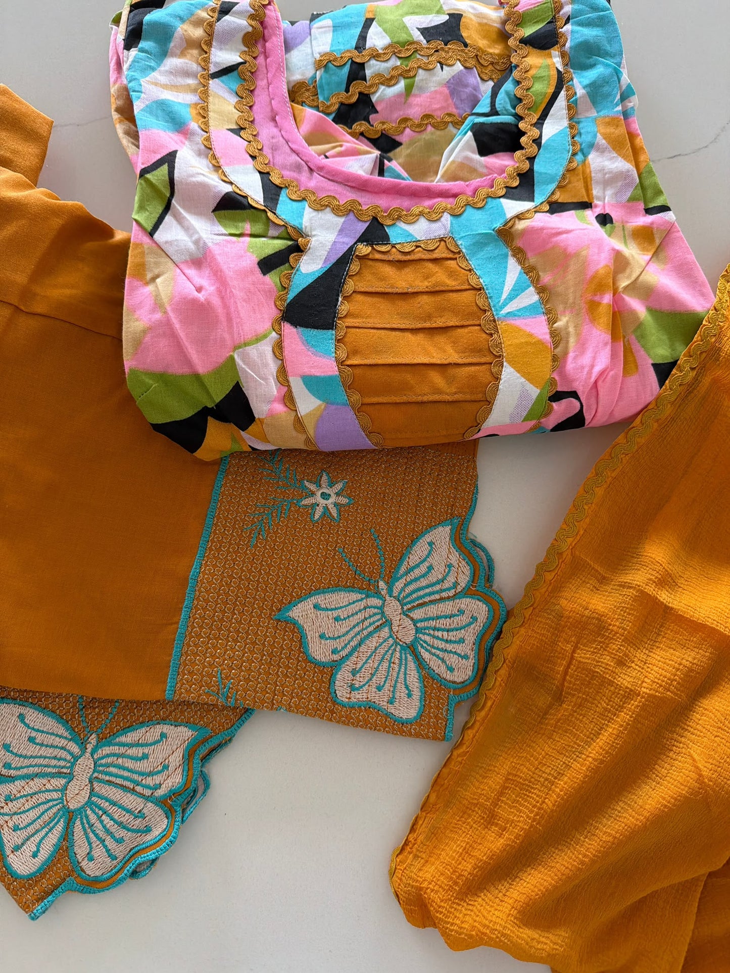 Designer Cotton salwar suit with embroidery - Code 282