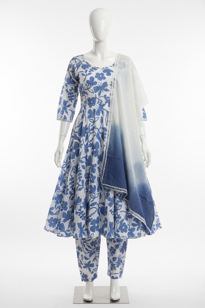 Anarkali suit with salwar in cotton - Code 287