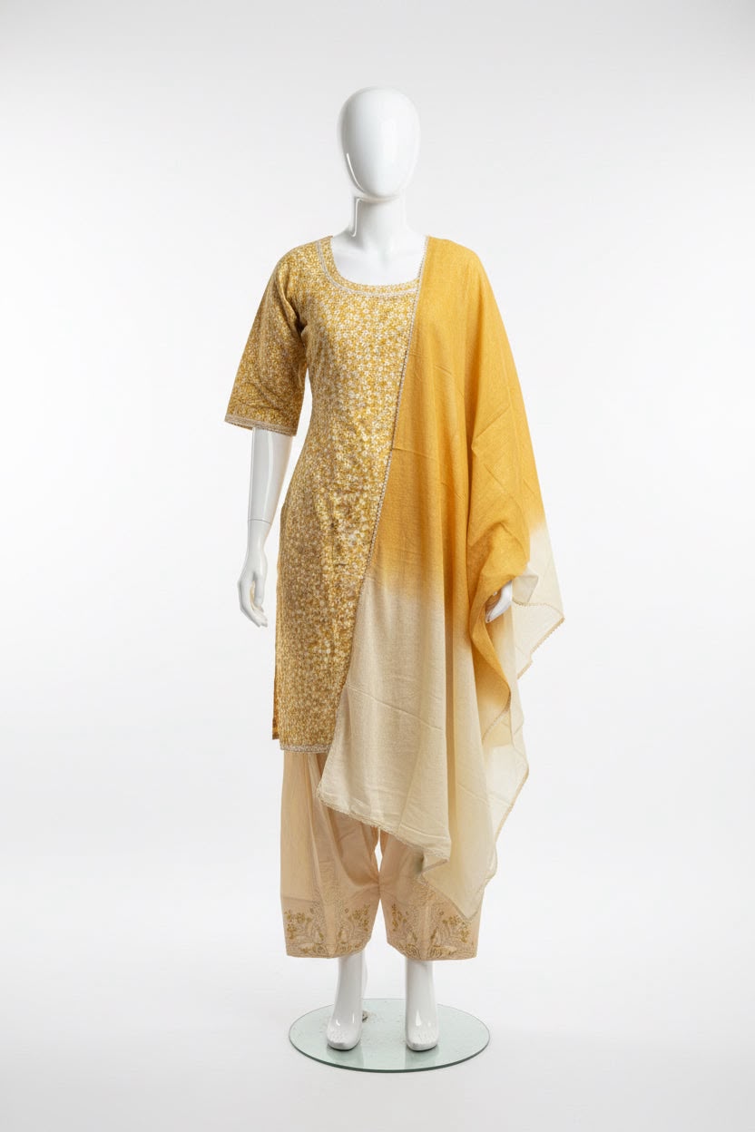 Embroidered Farshi salwar suit in premium cotton - Code 293