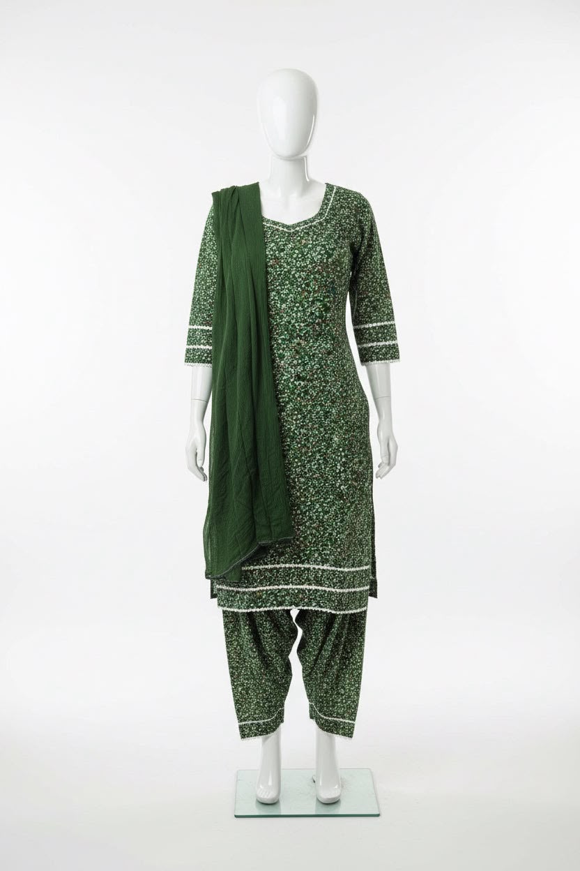 Nikki Booti Cotton salwar suit in bottle green - Code 299