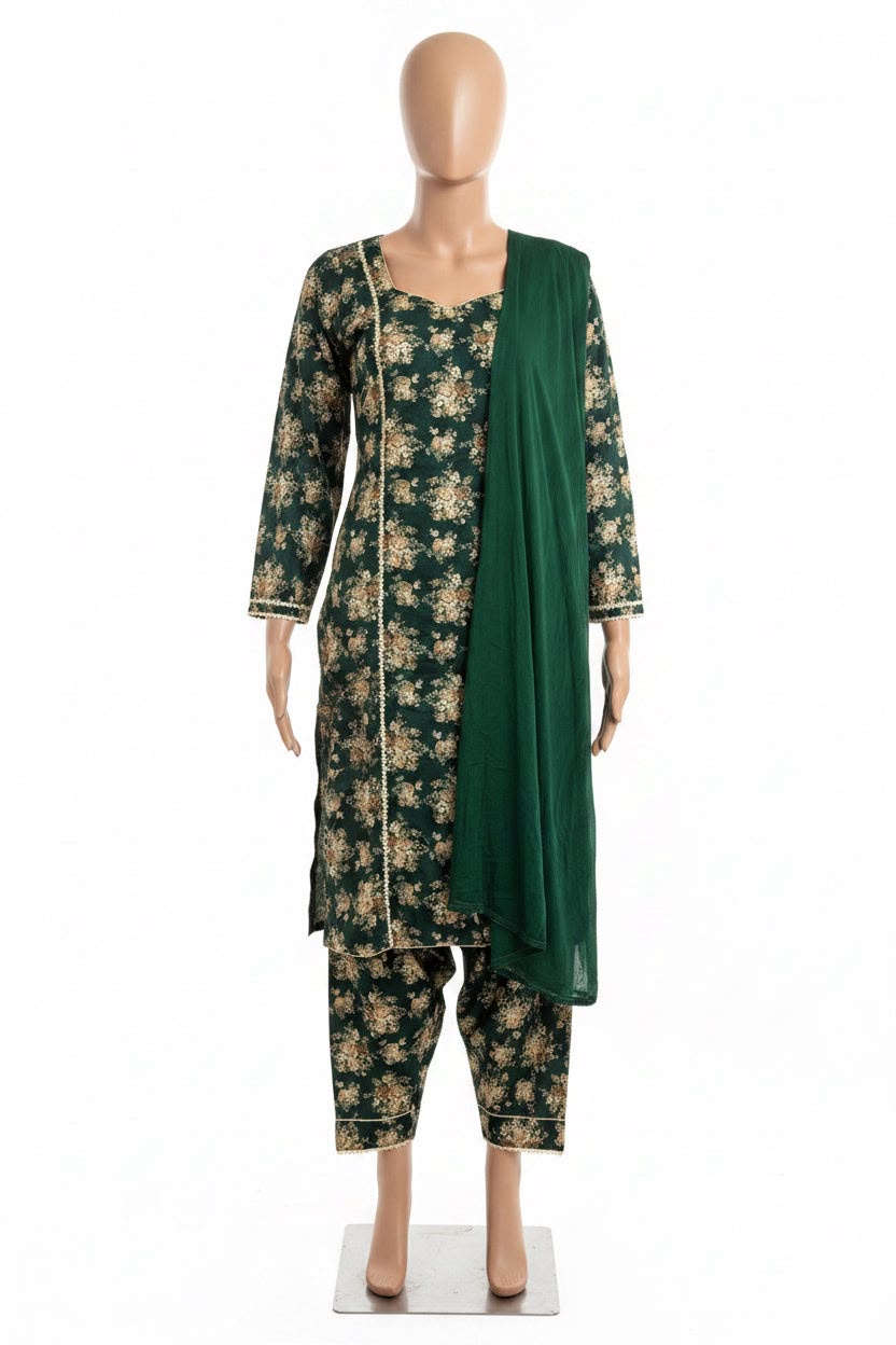 Premium quality cotton Suit in green - Code 300