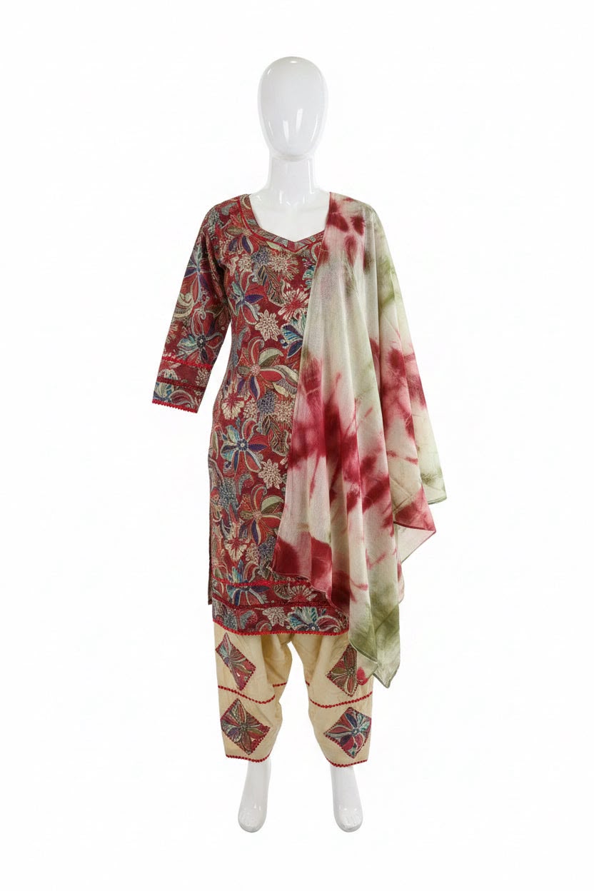 Premium semi party printed designer suit - Code 306