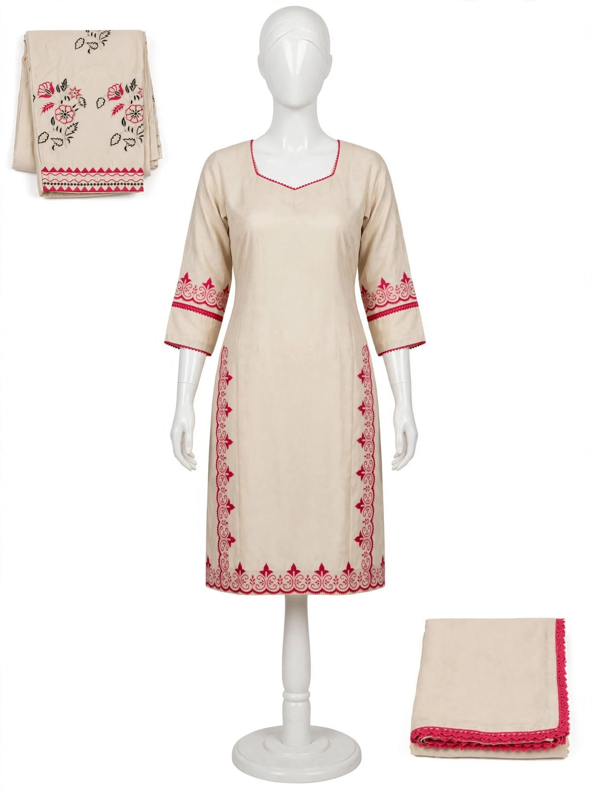 Embroidered thread work semi party wear suit on rayon fabric - code 310