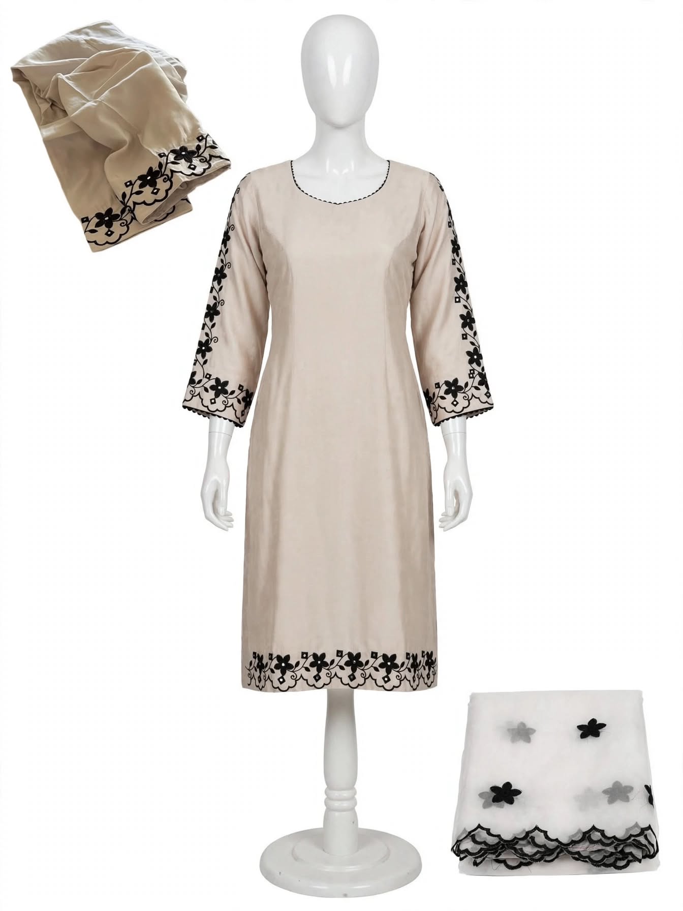 Embroidered thread work semi party wear suit on rayon fabric - code 309