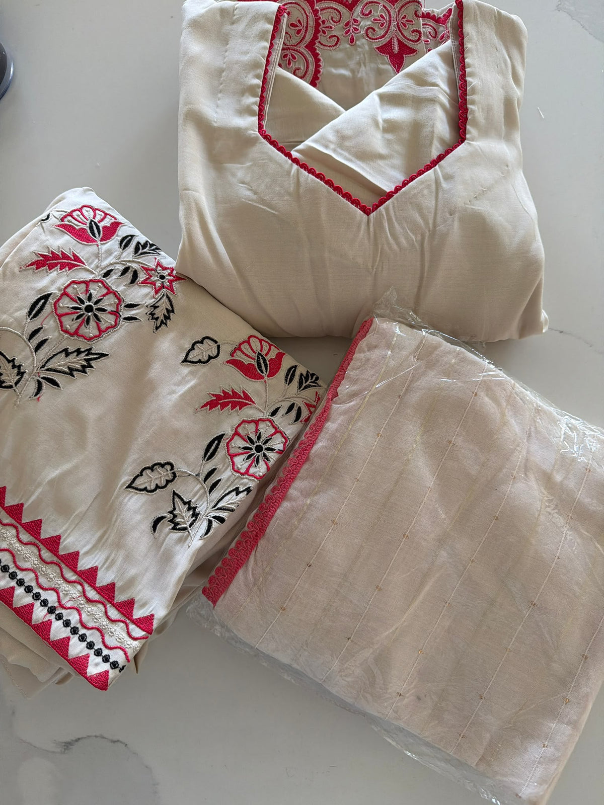 Embroidered thread work semi party wear suit on rayon fabric - code 310