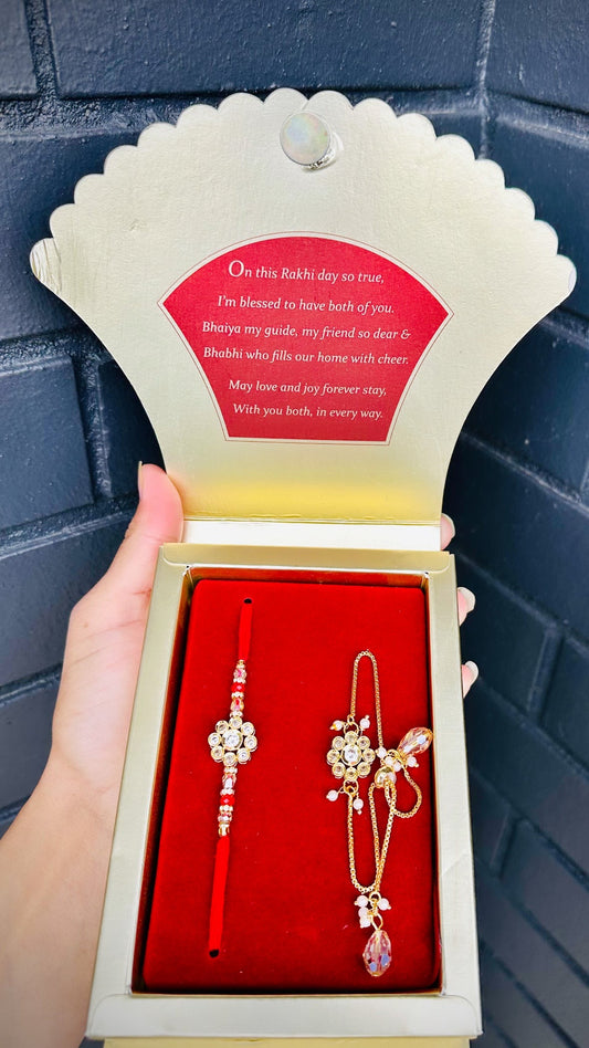 veera bhabi American diamond Rakhi set for india to india shipping - Assorted Designs according to availability