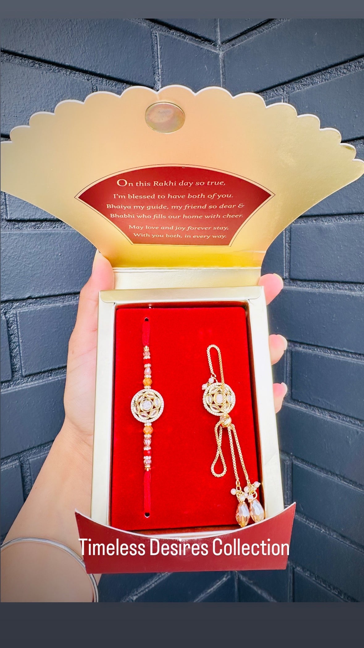veera bhabi American diamond Rakhi set for india to india shipping - Assorted Designs according to availability