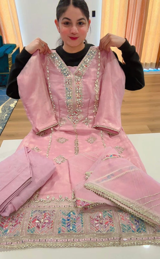 Gotti Patti on Glass Tissue Handwork suit - Code: 615