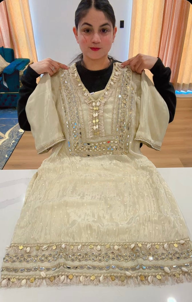 Skin Mirror work suit with Afghani bottom - Code: 624